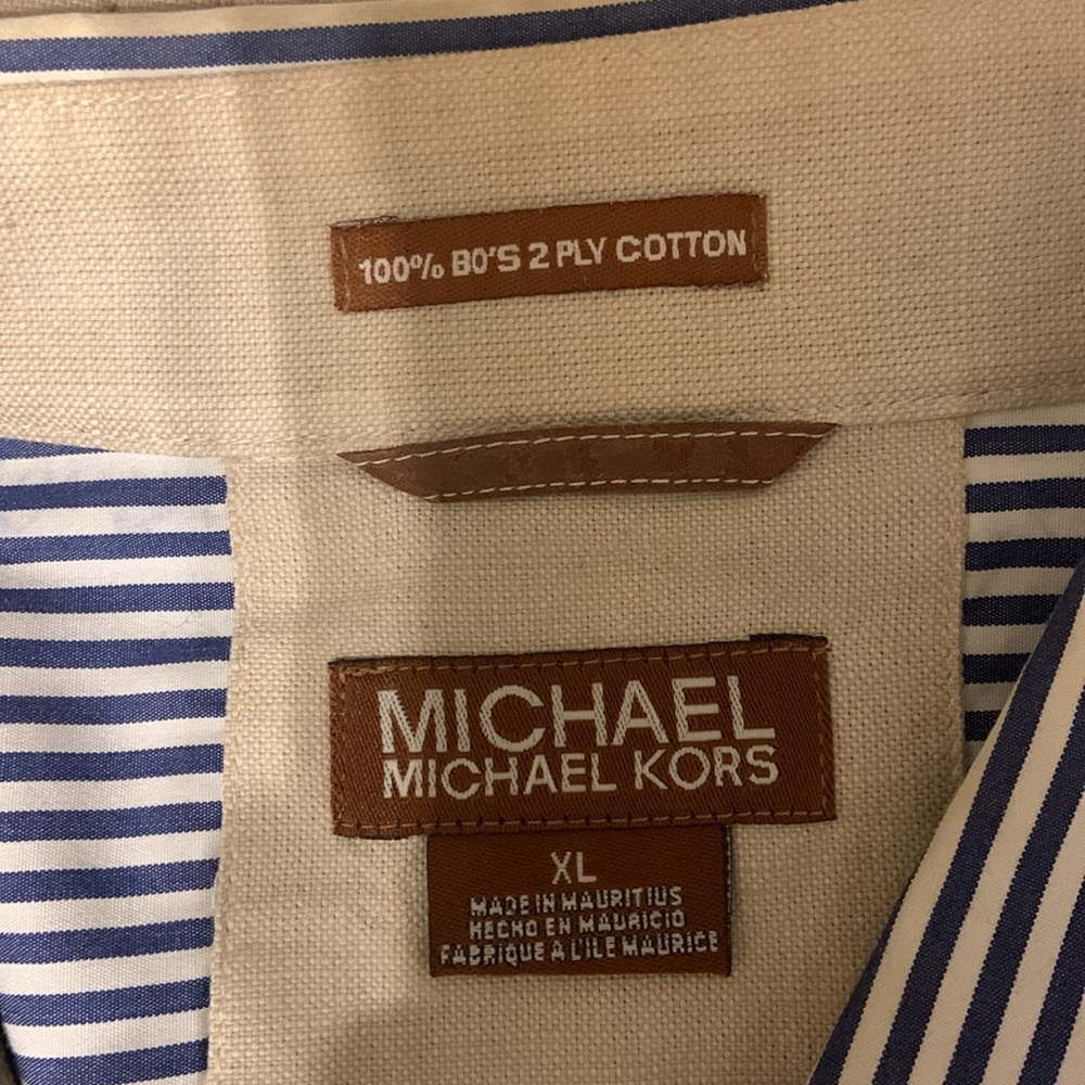 MICHAEL Michael Kors blue and white pinstripes shirt. - Picture 12 of 12